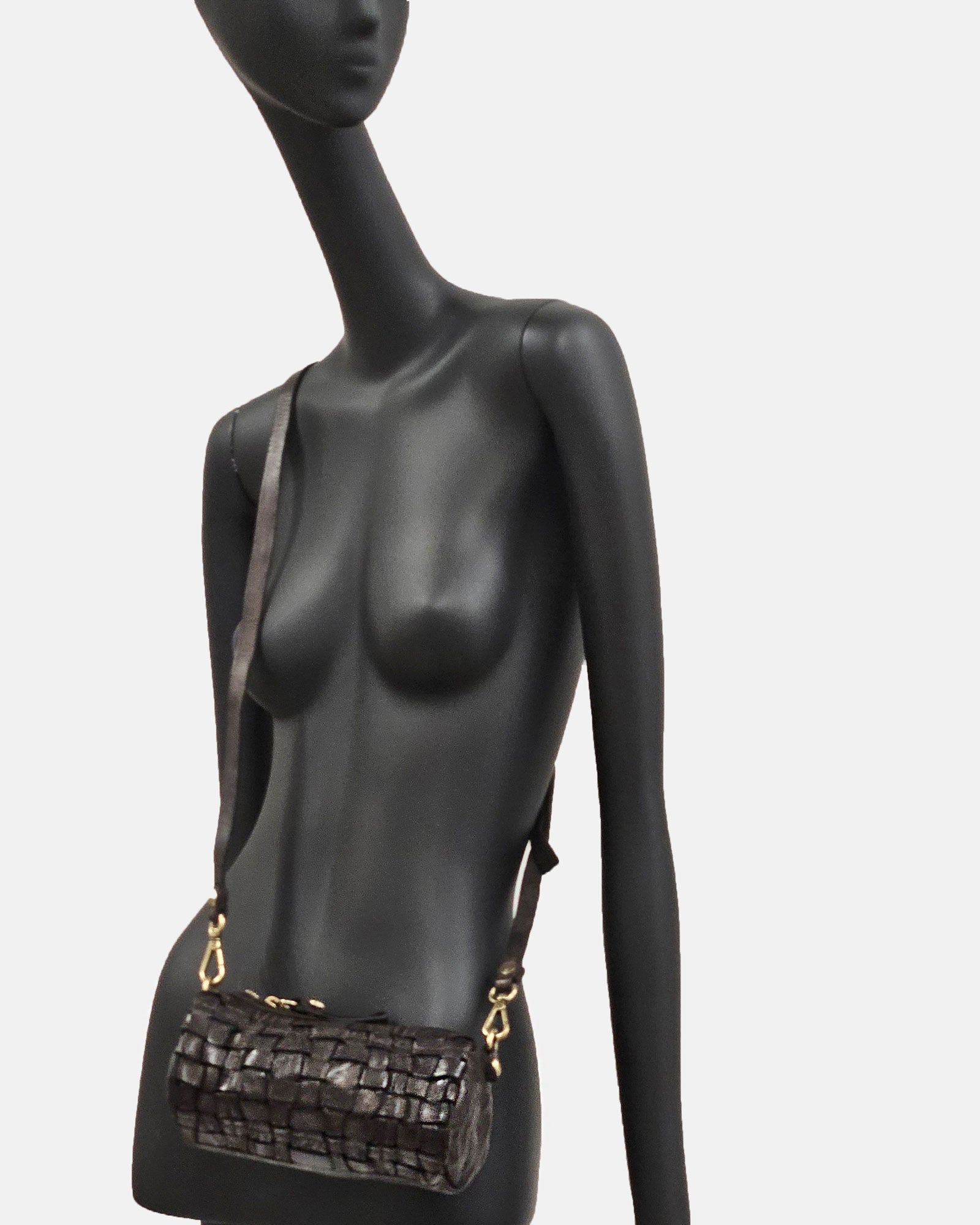 Bolso piel trenzada Edera marrón