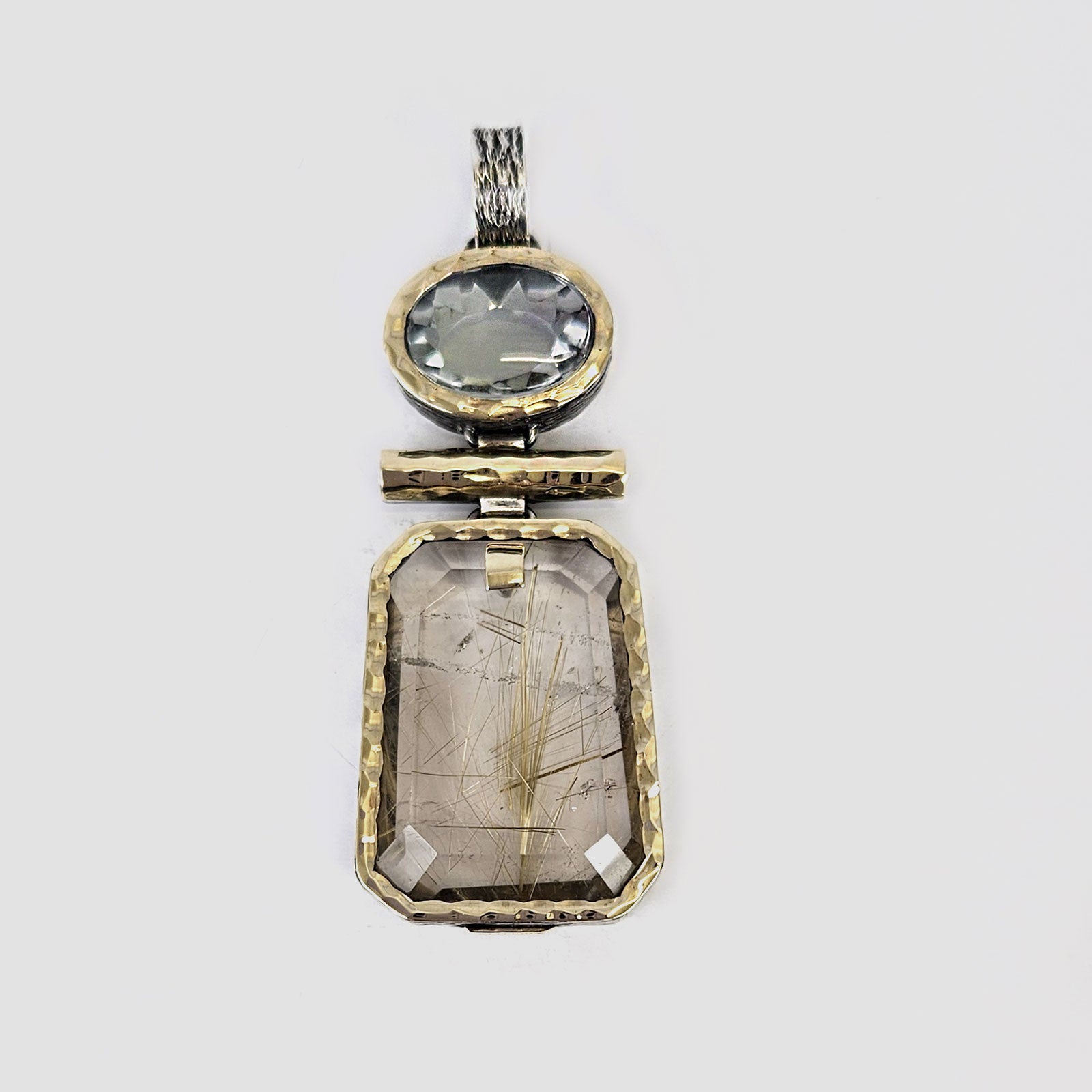 Colgante plata con cuarzo y amatista verde