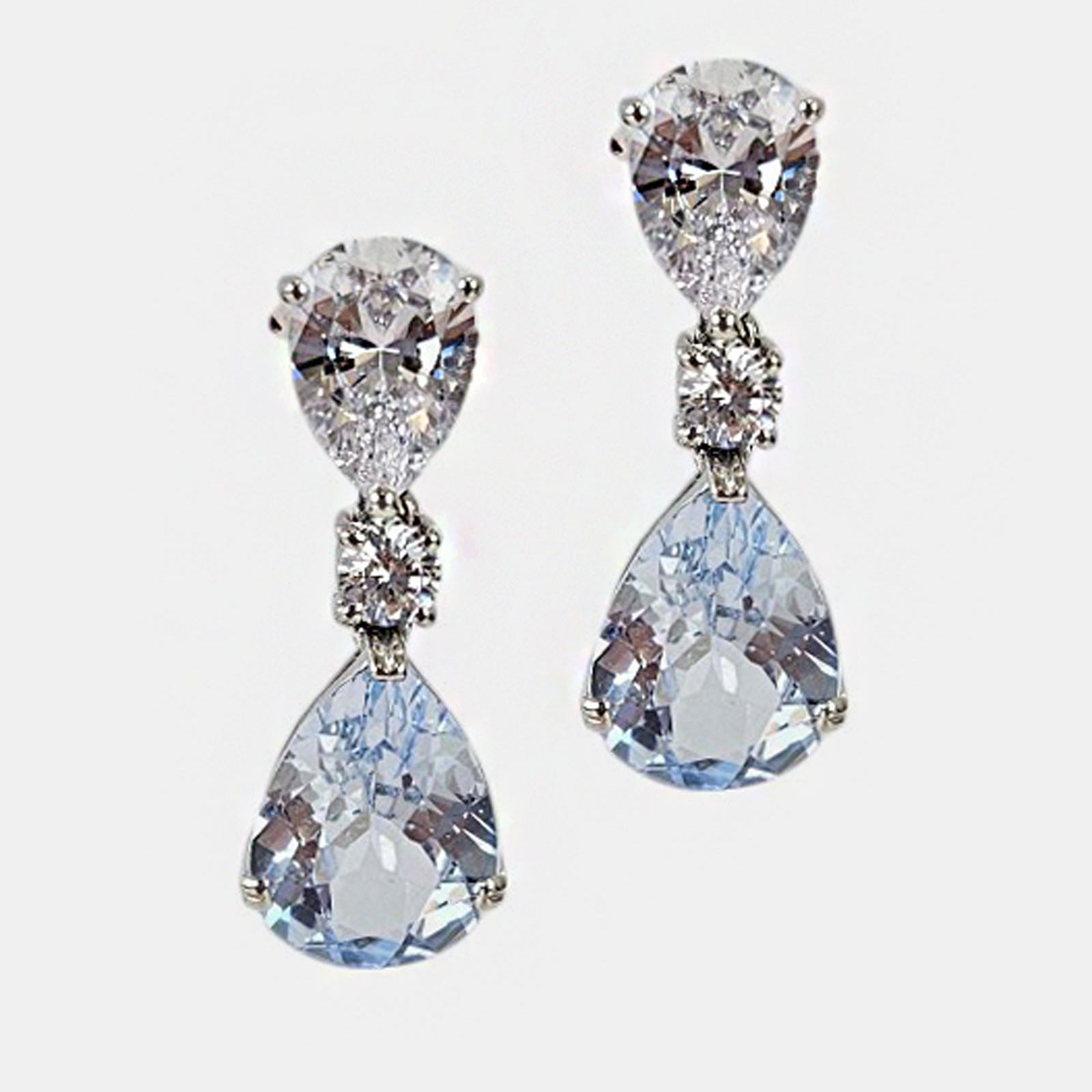 Pendientes plata y circonita aguamarina