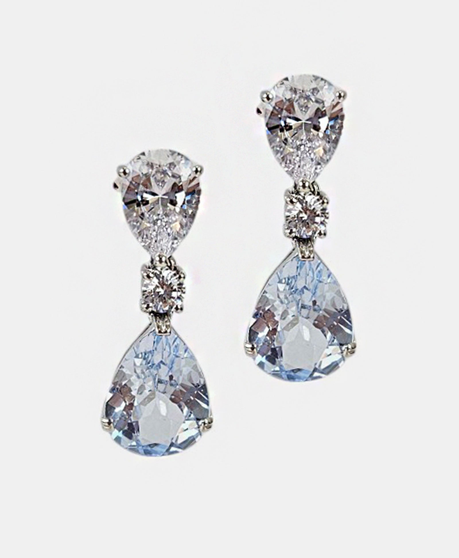 Pendientes plata y circonita aguamarina