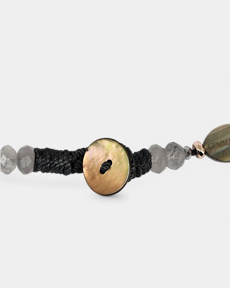 Collar largo de Piedra De Luna y Hematite