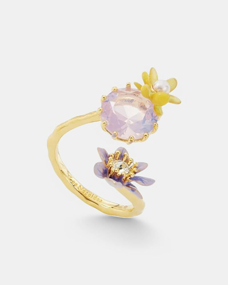 Anillo Magnolia Lavanda Perla Cristal