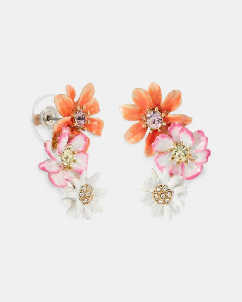 Pendientes Rosa Blanca Zinnias Cristal