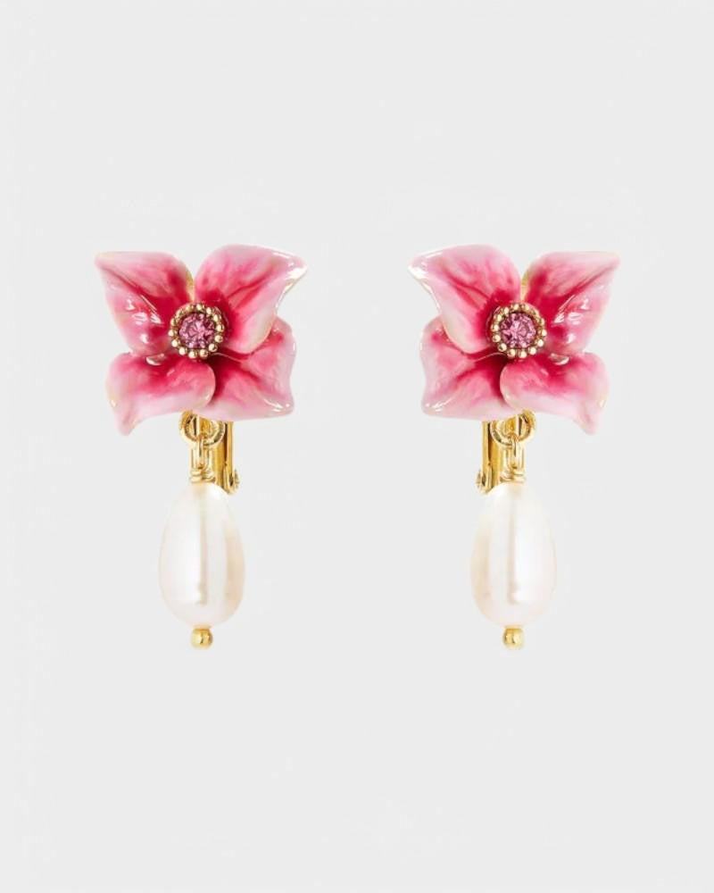 Boucles d'oreilles en perles de culture hortensia 