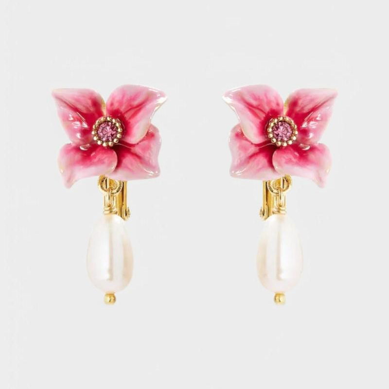 Boucles d'oreilles en perles de culture hortensia 
