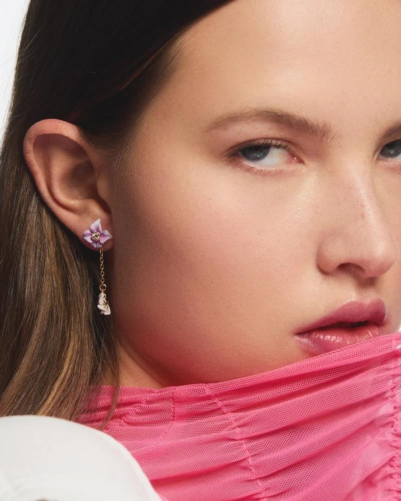 Pendientes Colgantes Hortensia Cristal Blanco