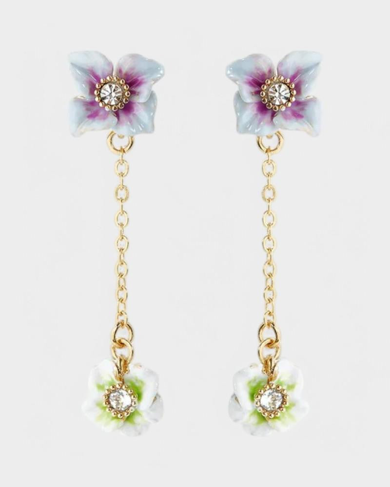 Pendientes Colgantes Hortensia Cristal Blanco