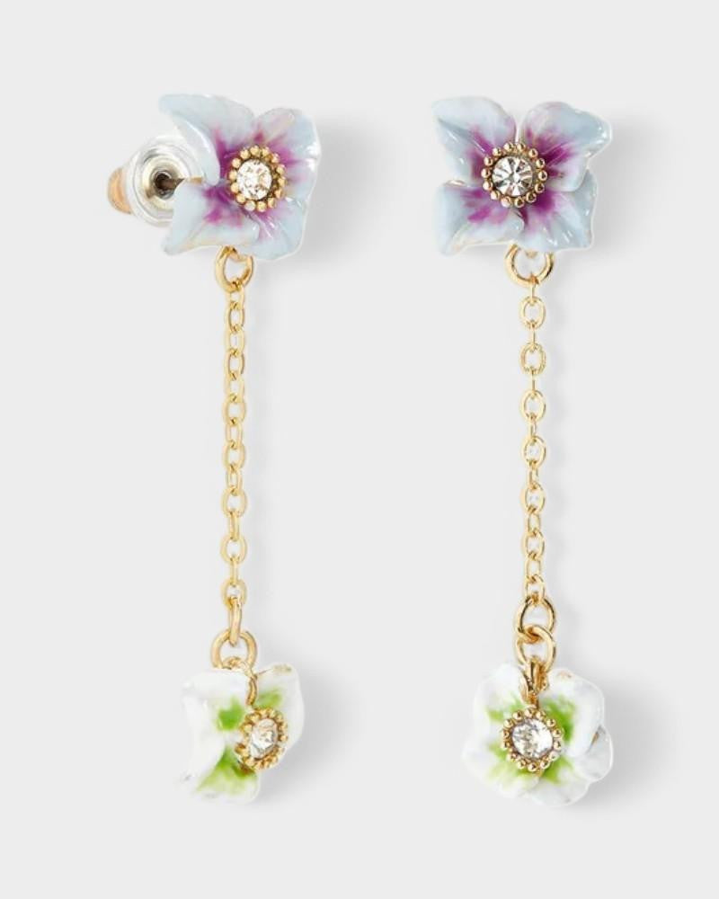 Pendientes Colgantes Hortensia Cristal Blanco