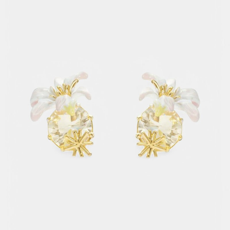 Pendientes Lis Blanca Piedra Facetada