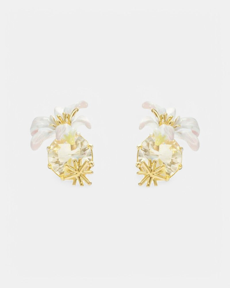Pendientes Lis Blanca Piedra Facetada
