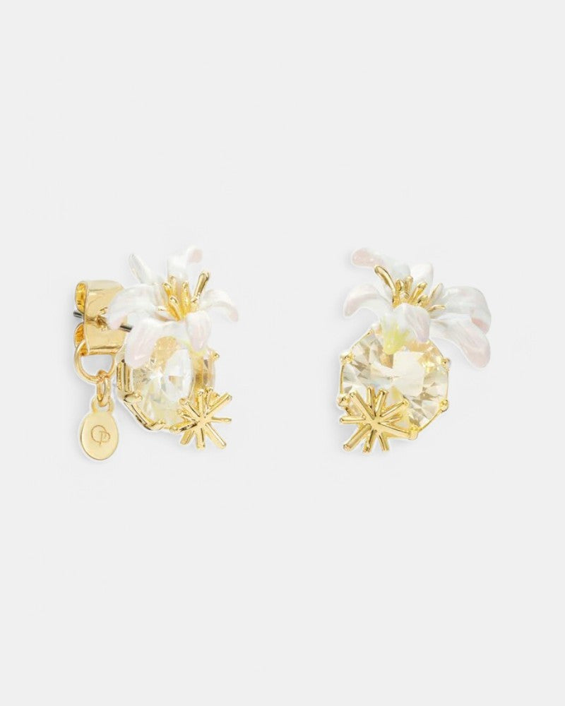 Pendientes Lis Blanca Piedra Facetada