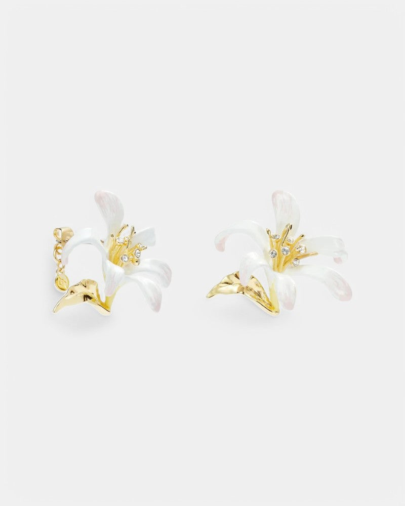 Pendientes Lis Blanca Cristales Facetados