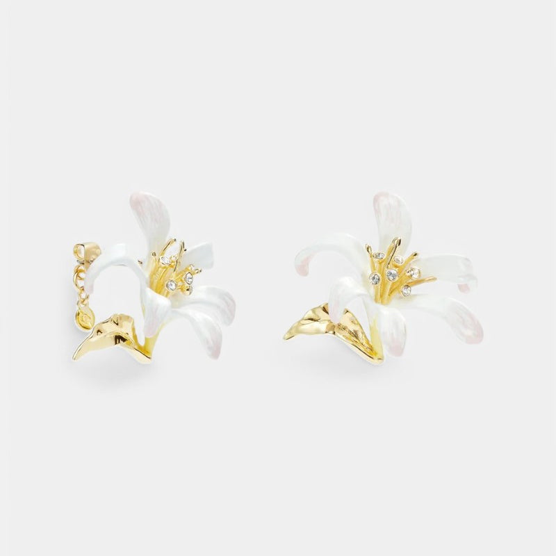 Pendientes Lis Blanca Cristales Facetados