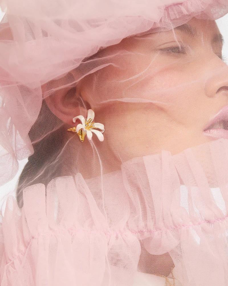 Pendientes Lis Blanca Cristales Facetados