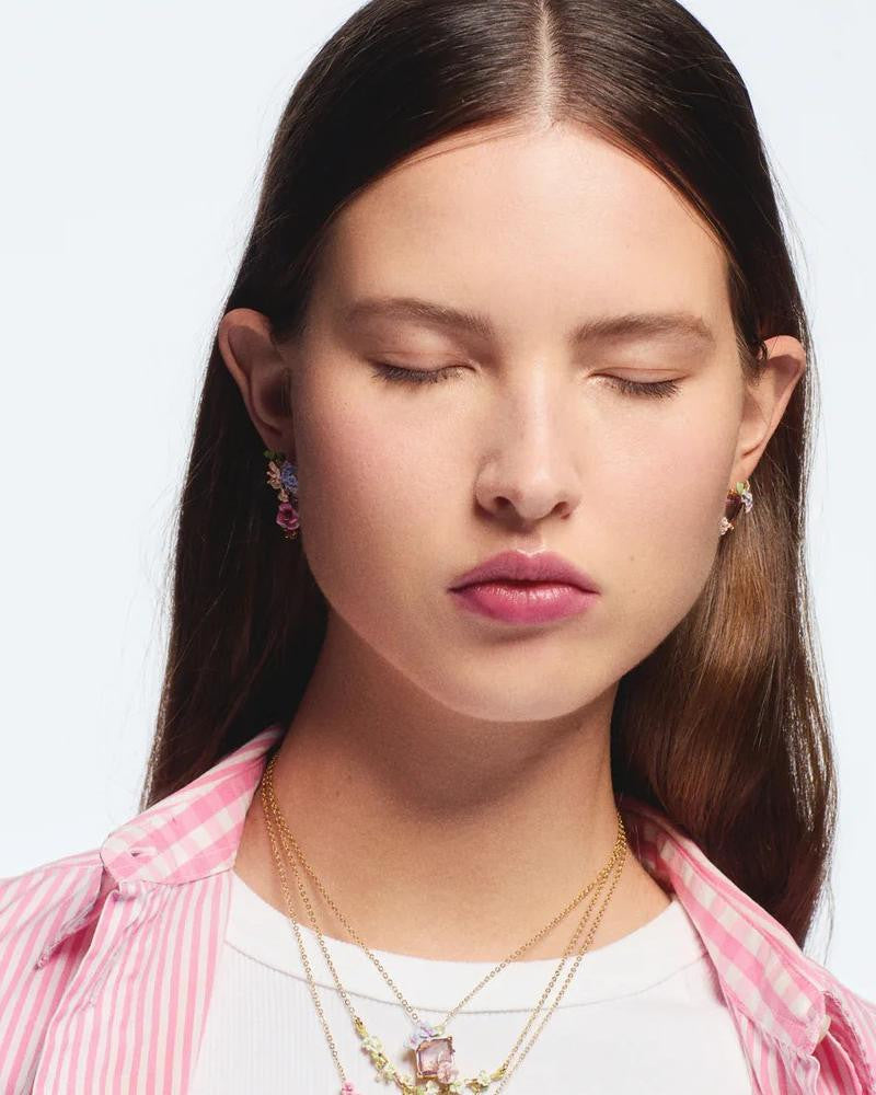 Collar Pechera Flores Malvarrosa