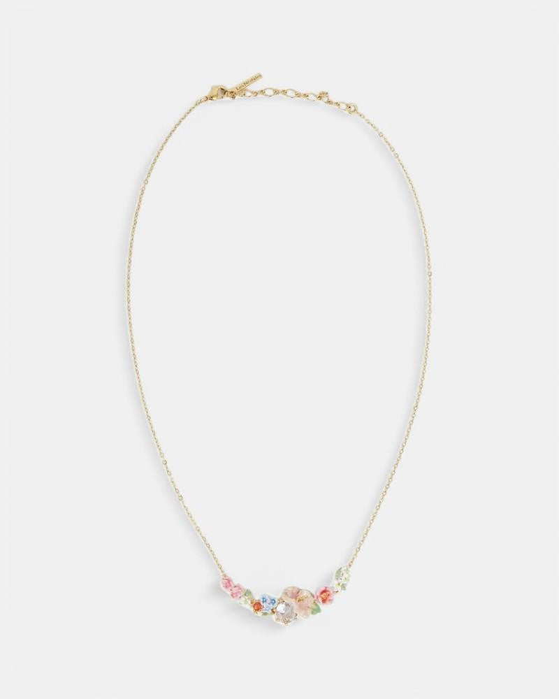 Collar Pechera Flores Malvarrosa