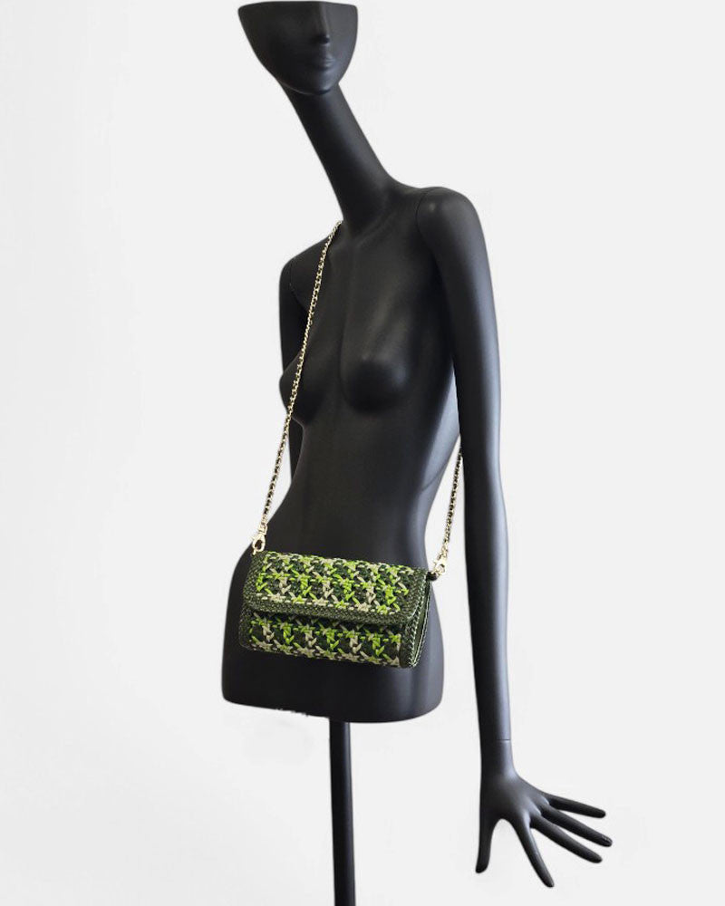 Bolso Verde Trenzado Cadena