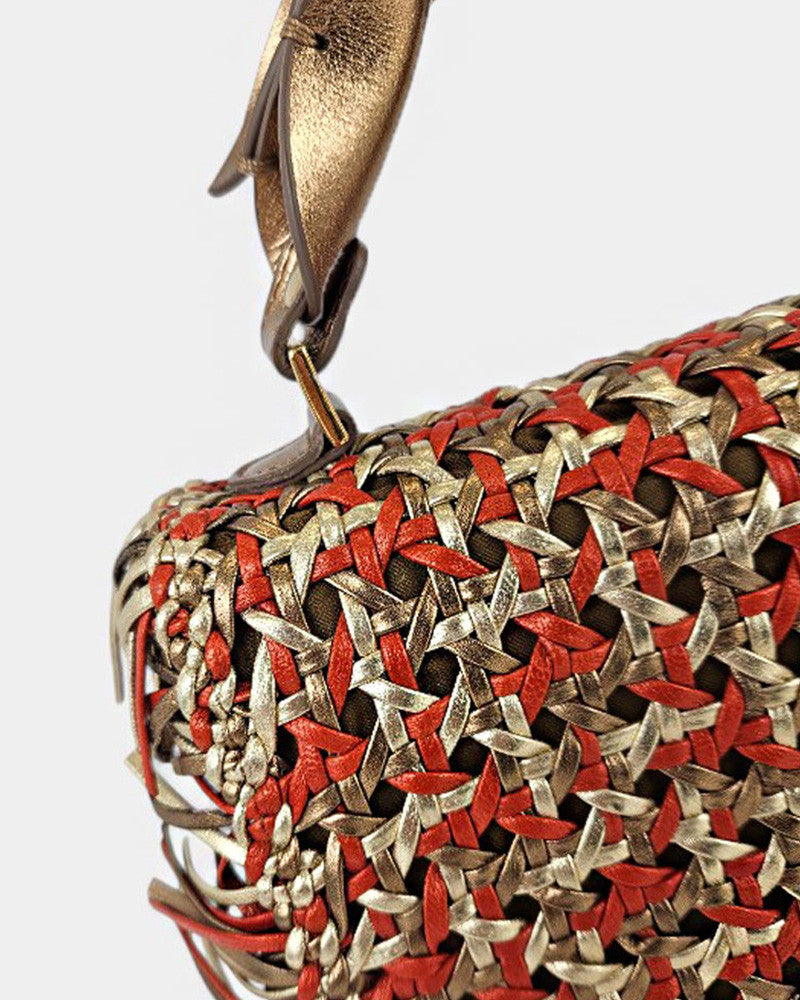 Bolso Naranja Dorado Flecos Clip