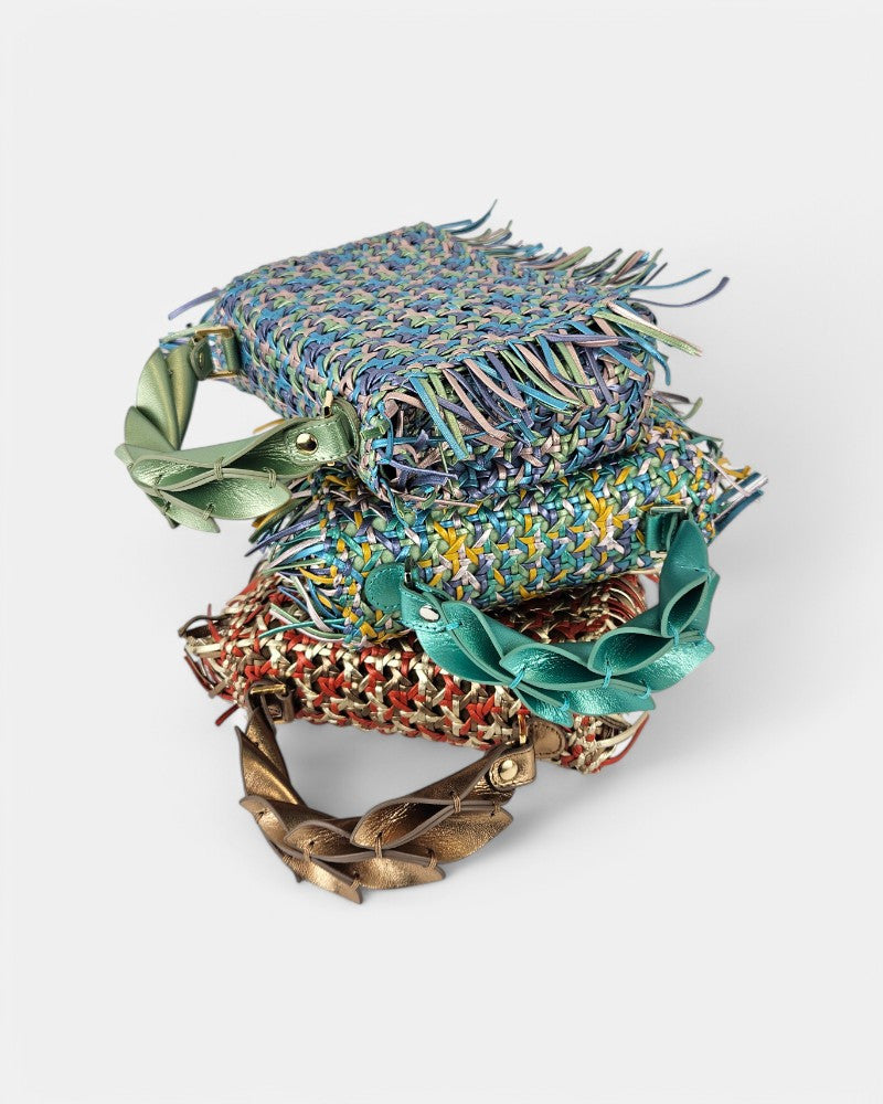 Bolso Naranja Dorado Flecos Clip