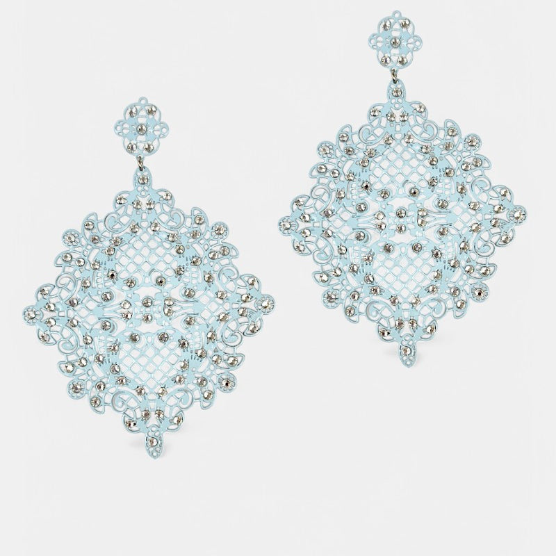 Pendientes Rejilla Cristales Blancos