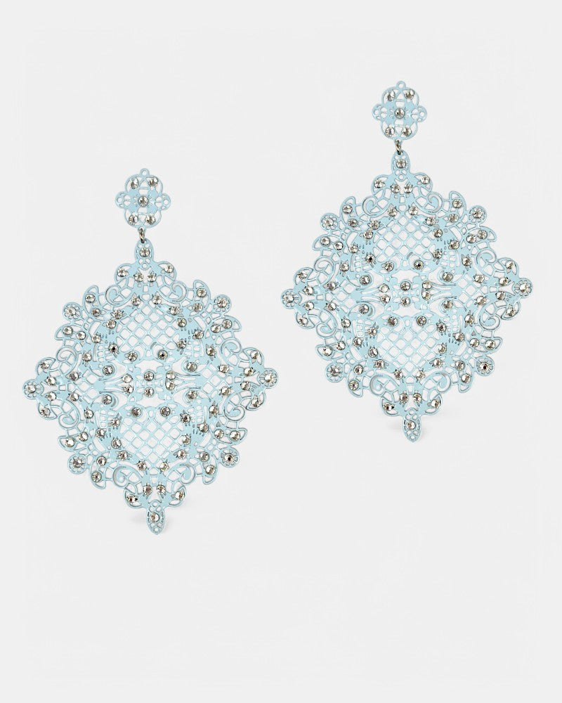 Pendientes Rejilla Cristales Blancos