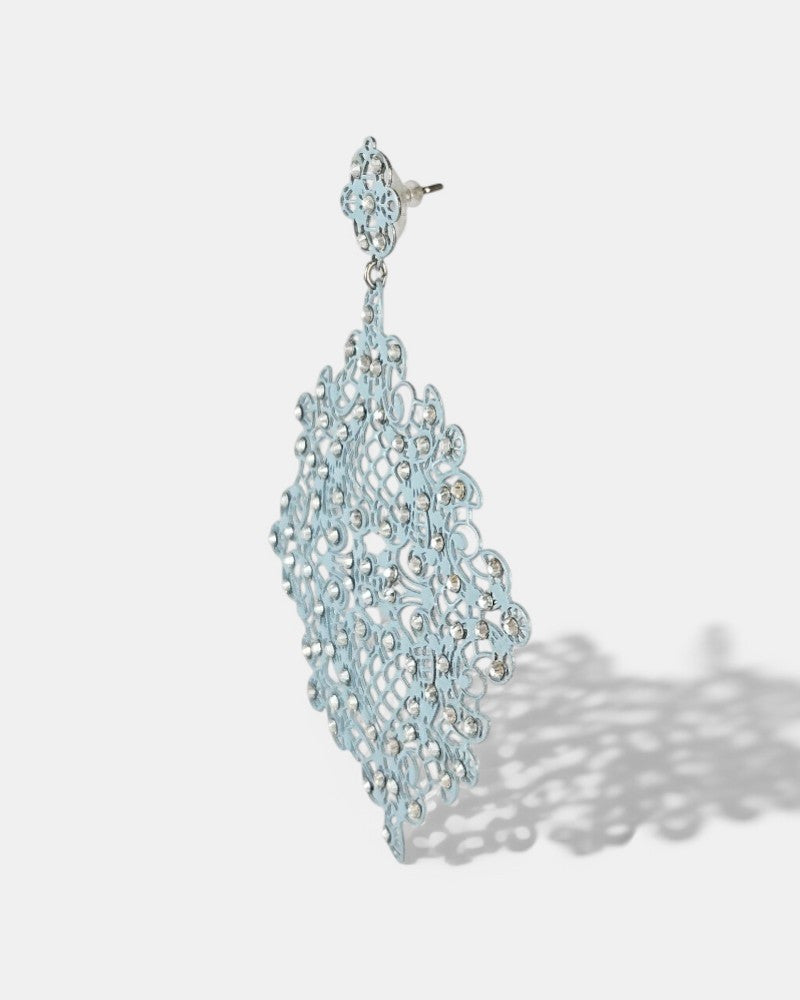 Pendientes Rejilla Cristales Blancos