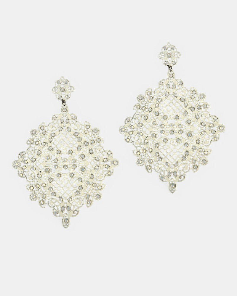Pendientes Rejilla Cristales Blancos