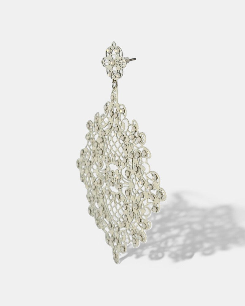 Pendientes Rejilla Cristales Blancos