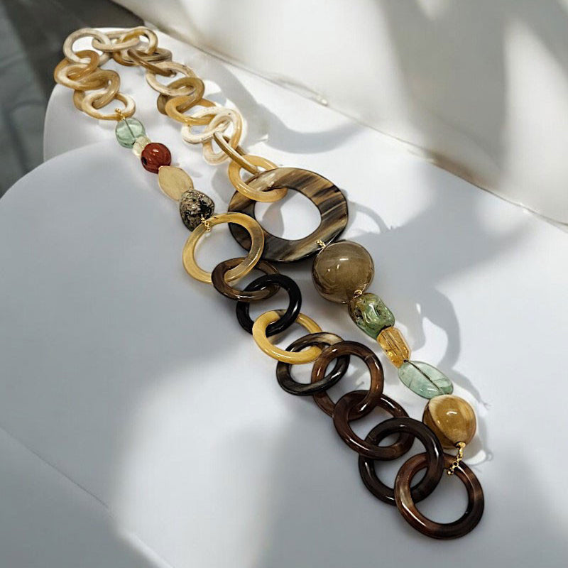 Collar Cuerno Piedras Multicolor