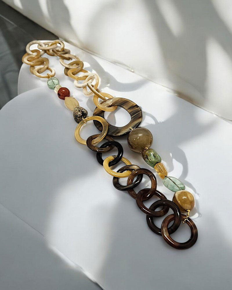 Collar Cuerno Piedras Multicolor
