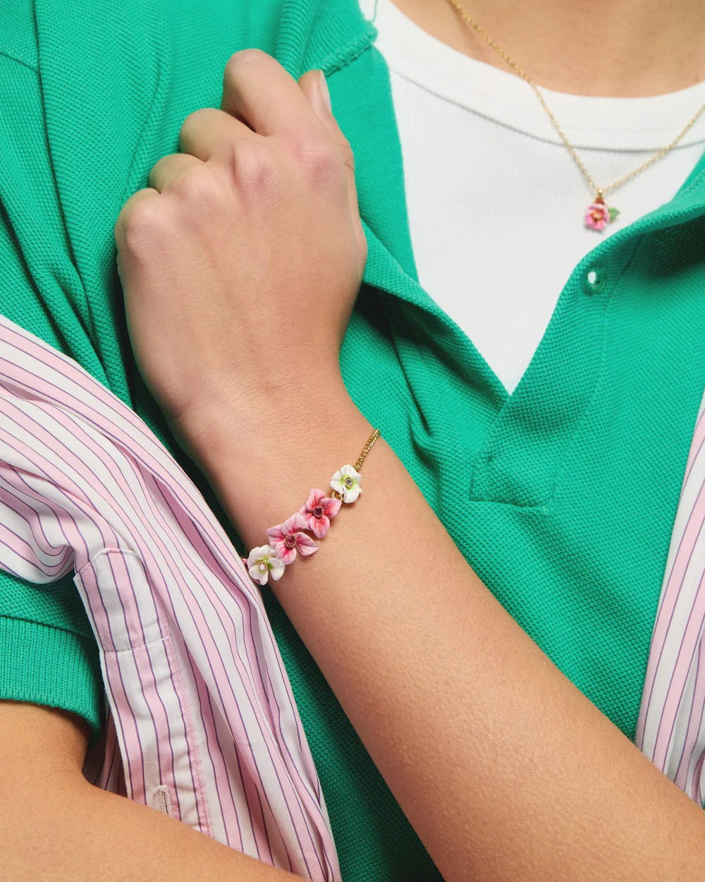 Pulsera Hortensia Rosa Blanca