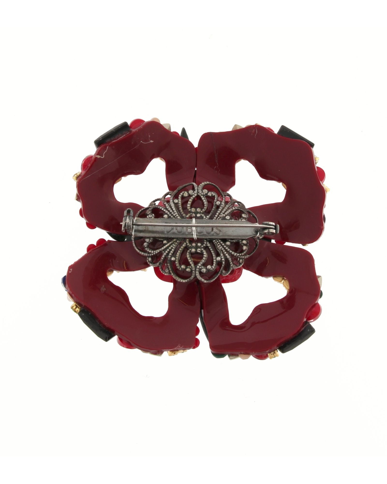 Broche swarovski láquer rojo