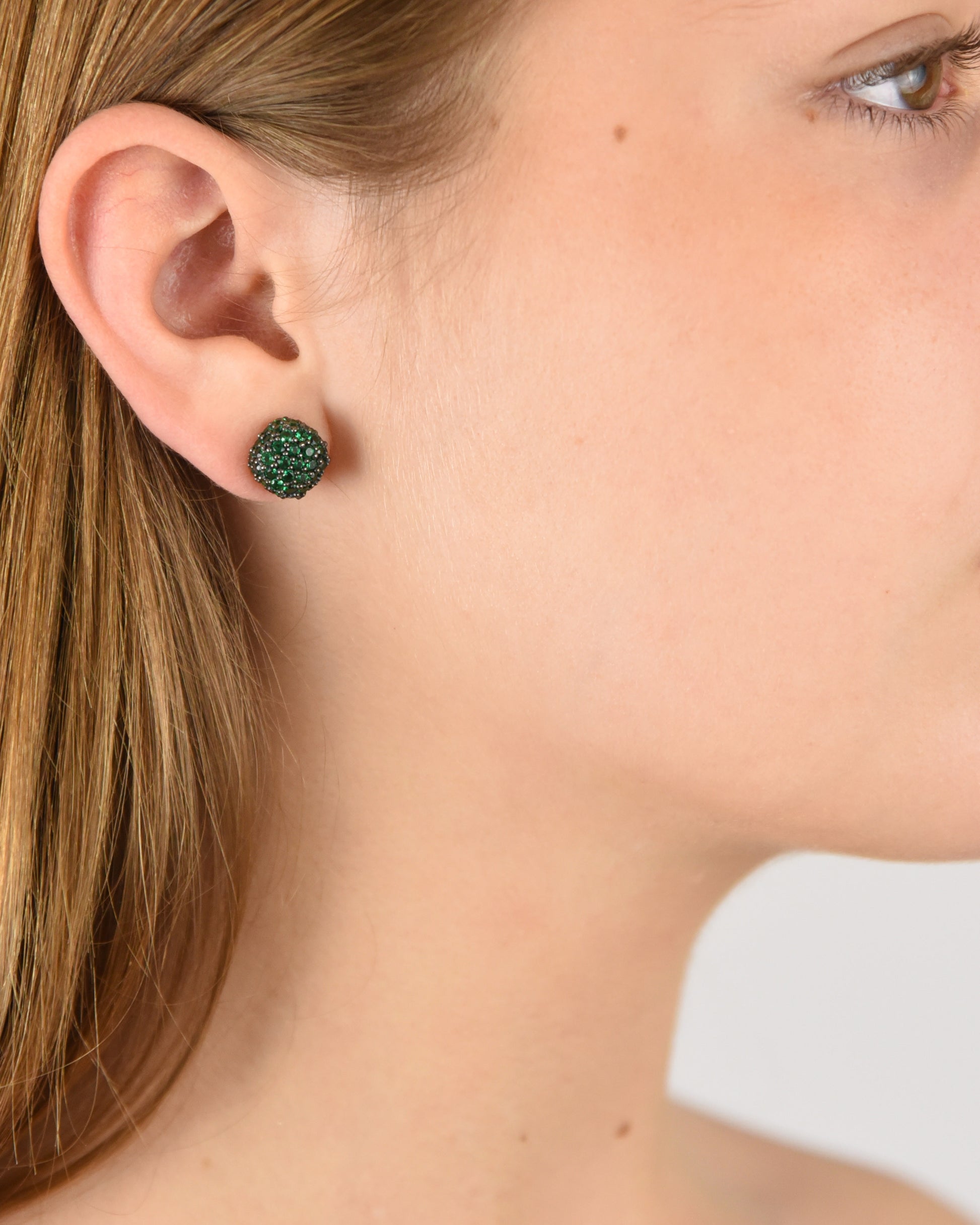 Pendientes botón circonitas verdes