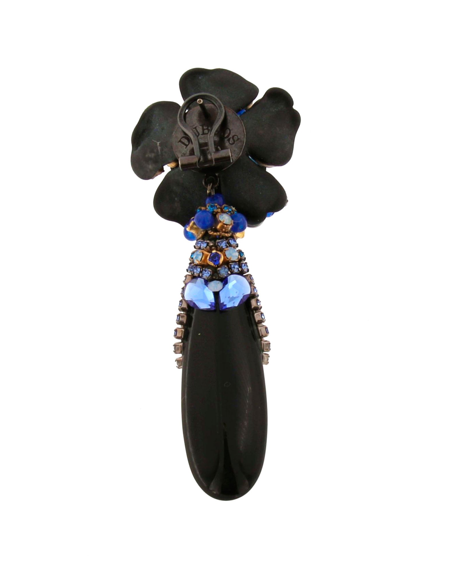 Pendientes lágrima swarovski azul y negro