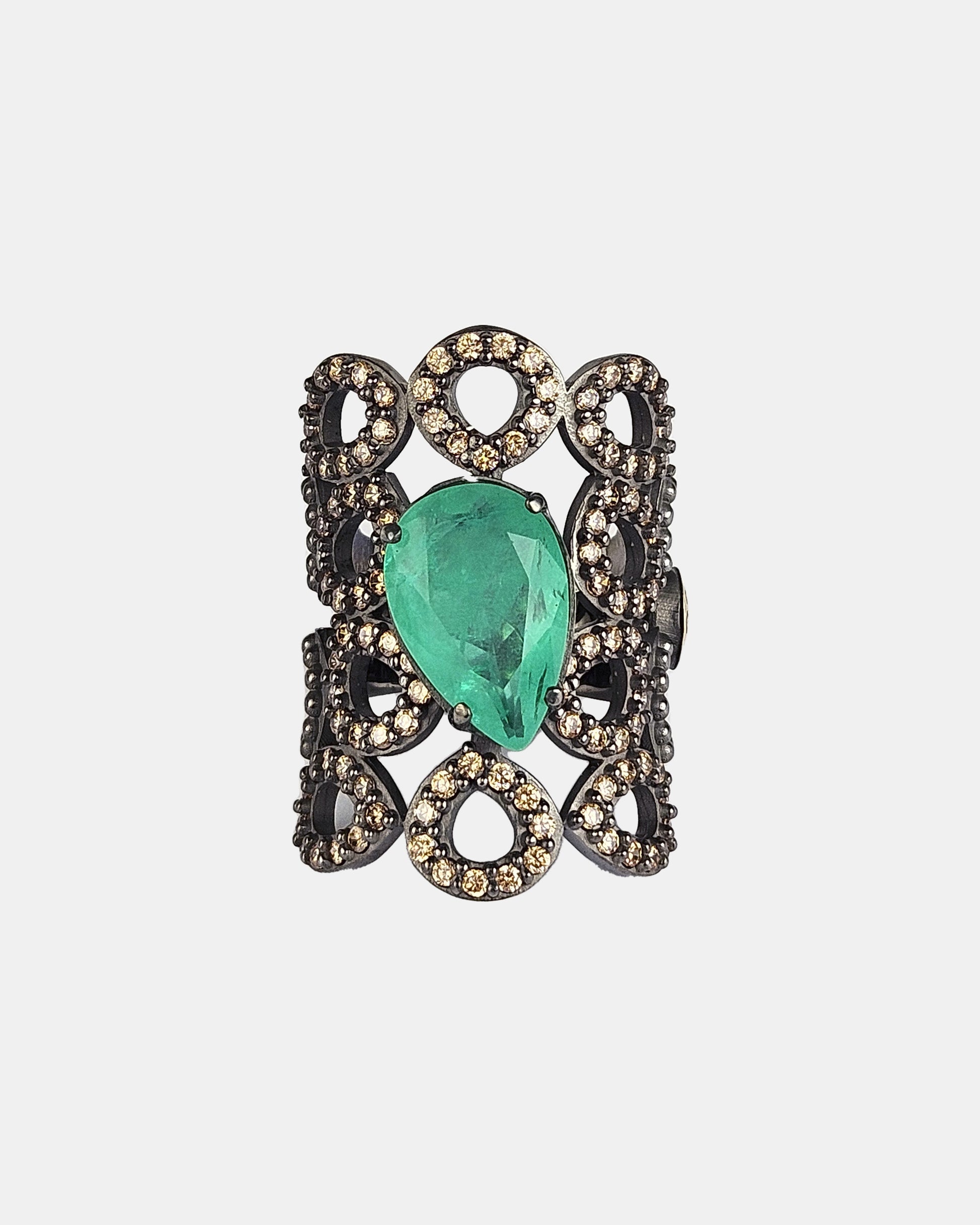 Anillo plata con cuarzo esmeralda y circonitas