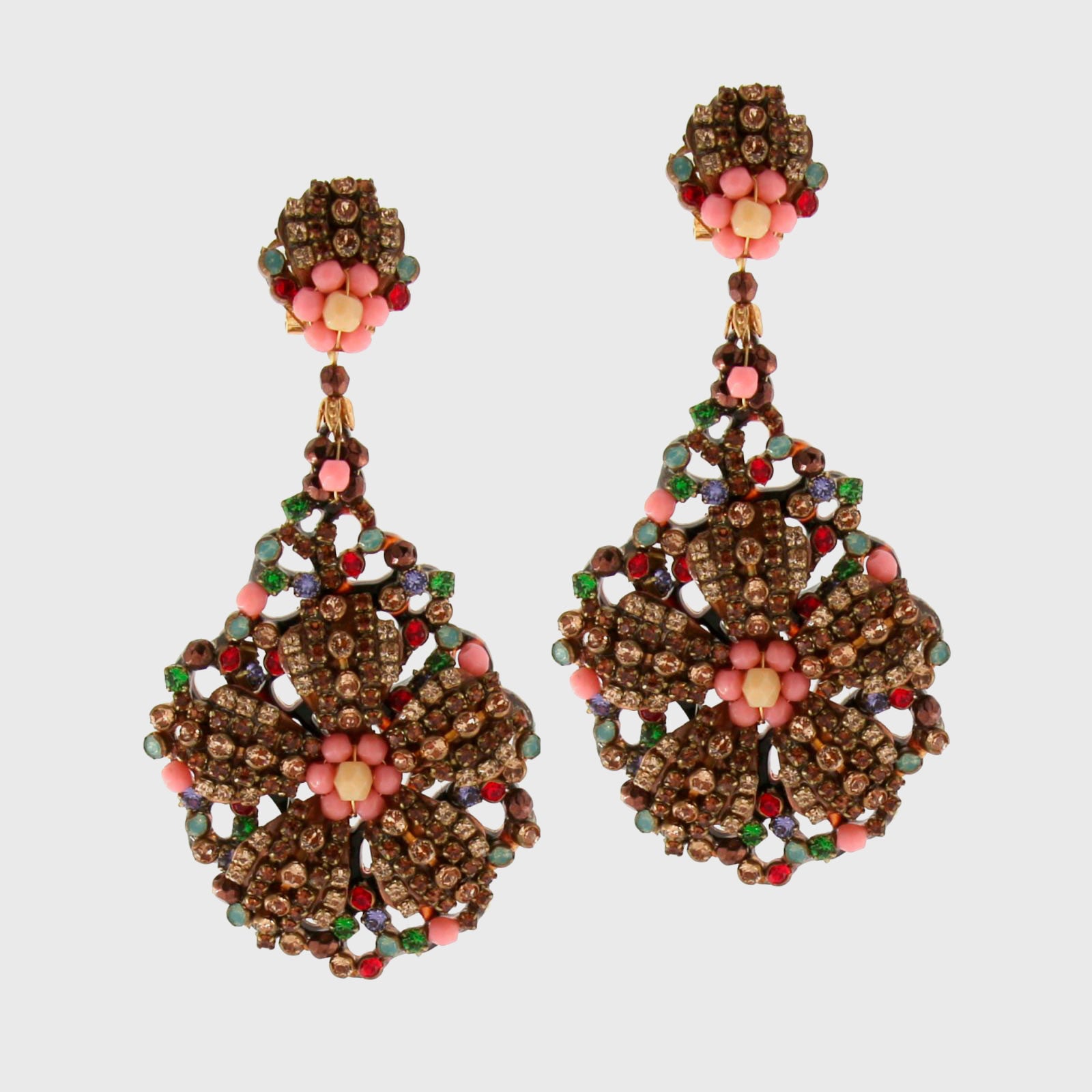 Pink flower party earrings 