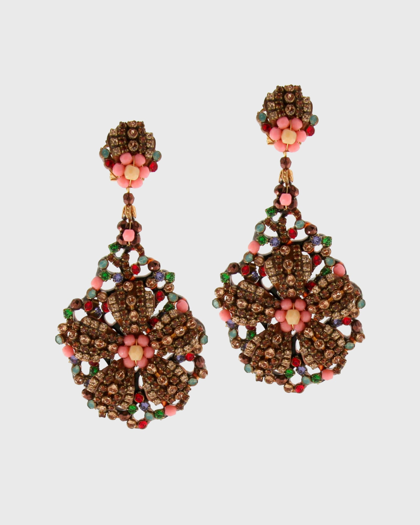 Pink flower party earrings 