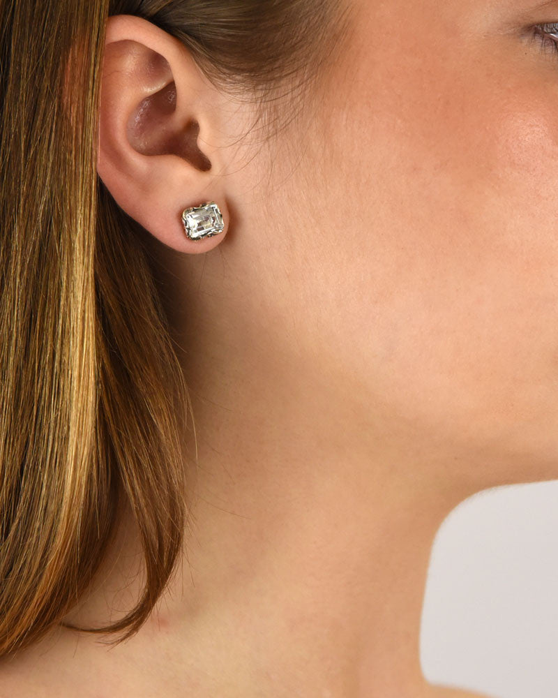 Pendientes de plata labrada dorado con cristal de roca