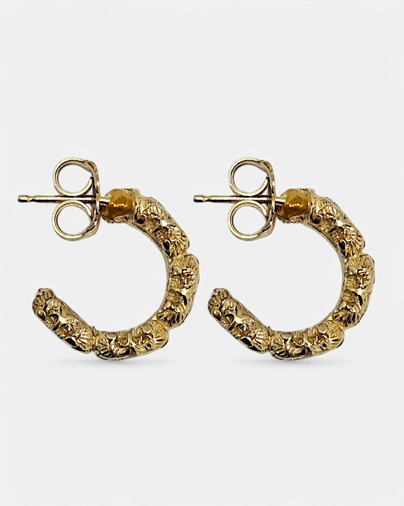 Pendientes de plata labrada con cristal de roca dorados