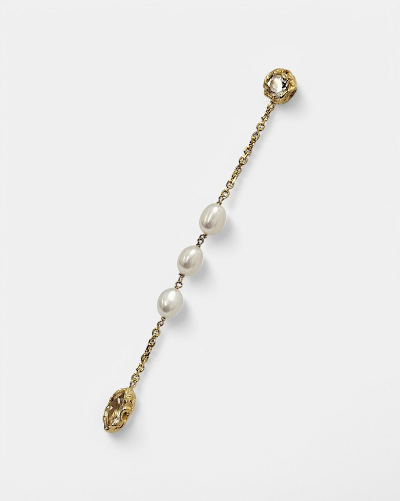 Pendientes de plata labrada con cristal de roca dorados