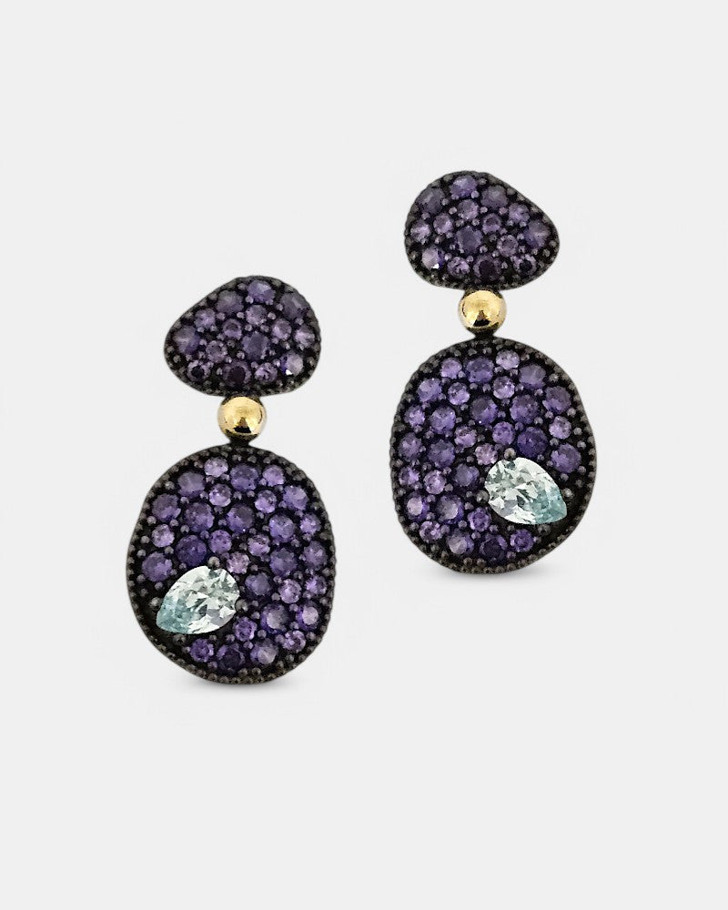 Pendientes de plata con circonitas y piedras