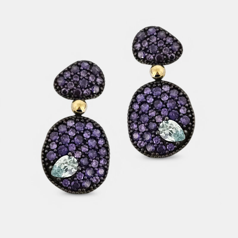 Pendientes de plata con circonitas y piedras