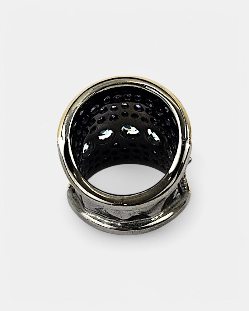 Anillo de plata con circonitas y piedras semipreciosas