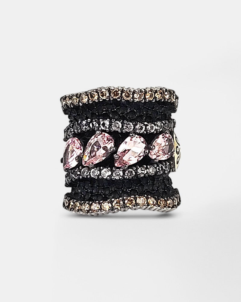 Anillo plata conzafiros, circonitas y nanomorganitas