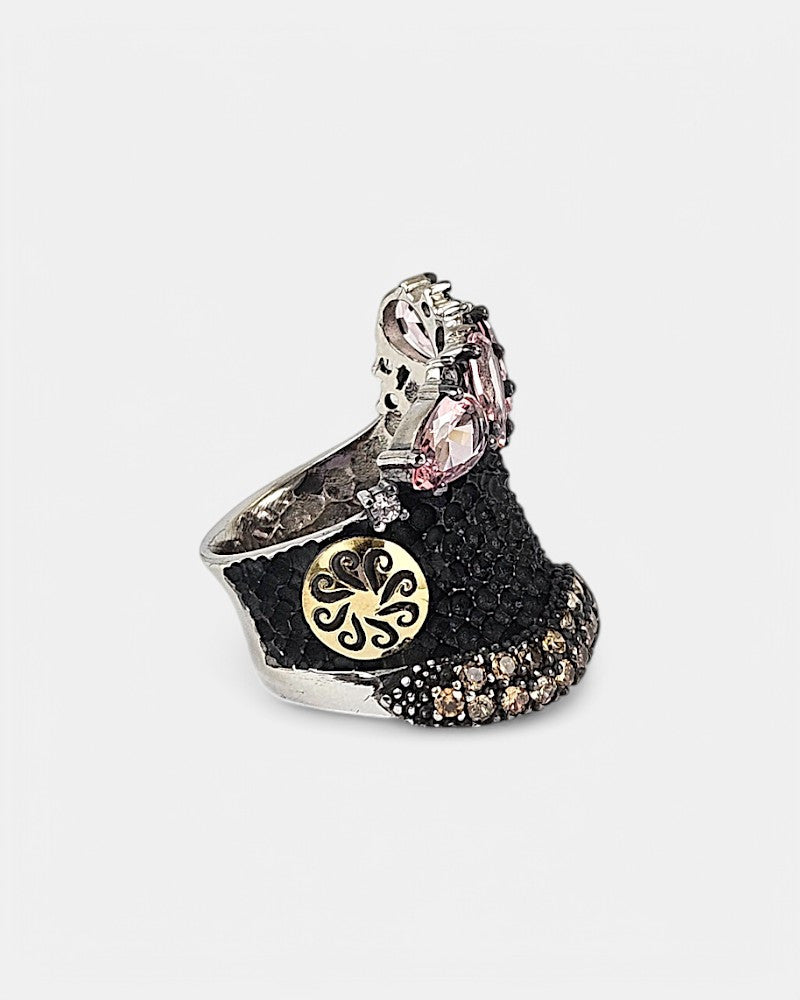 Anillo plata conzafiros, circonitas y nanomorganitas