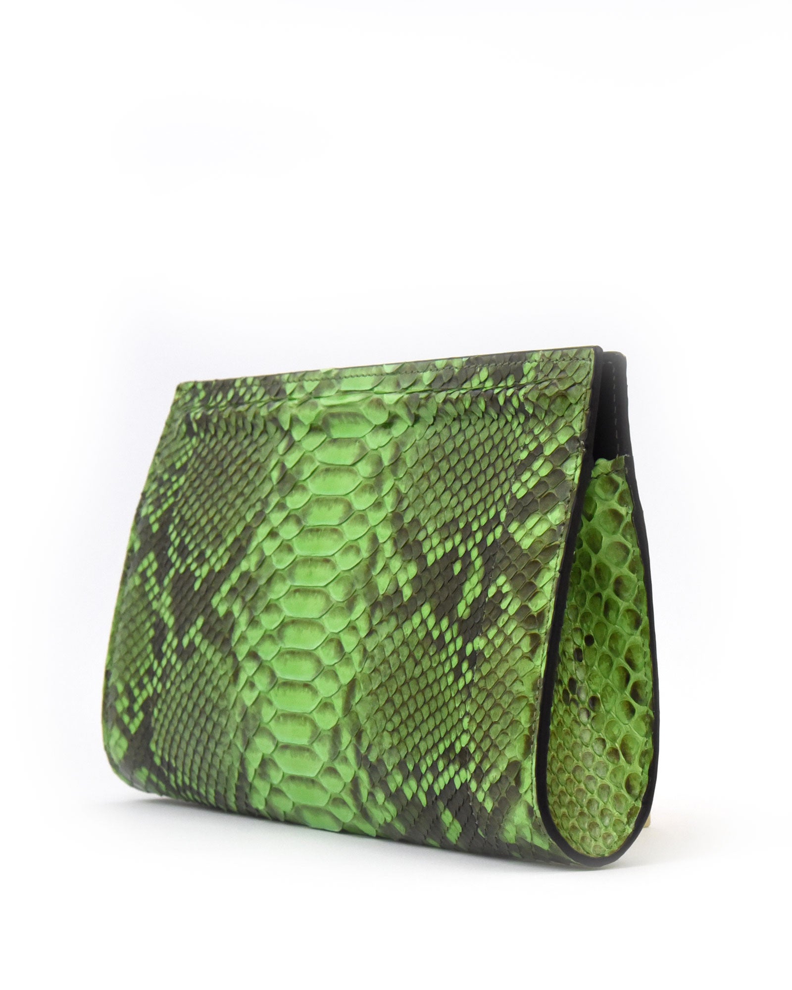 Cartera piel pitón verde