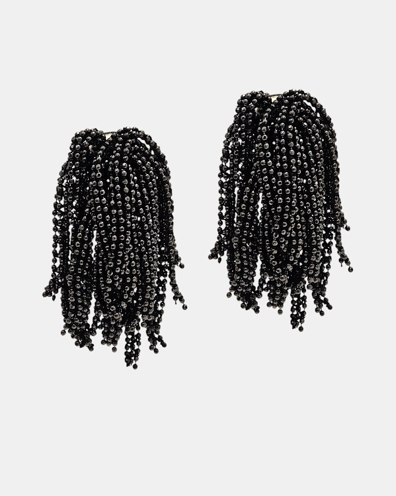 Metal dot pom-pom earring