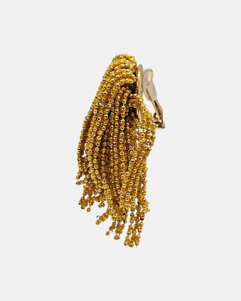 Metal dot pom-pom earring