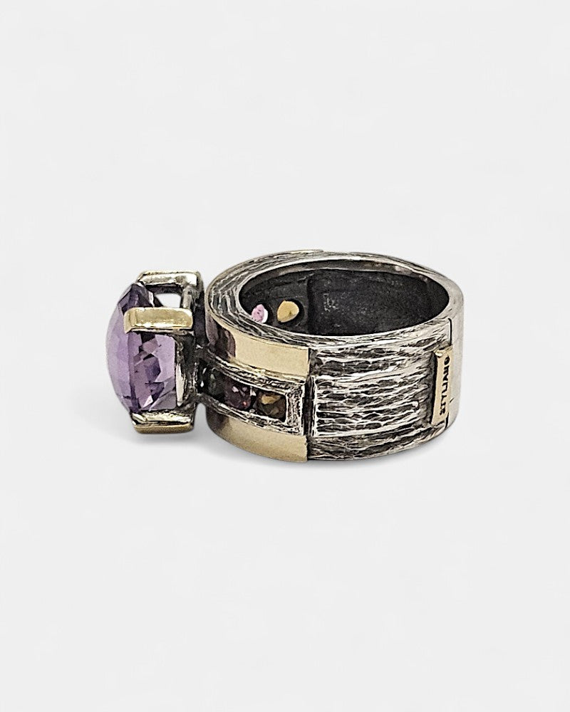 Sortija de plata y amatista lila