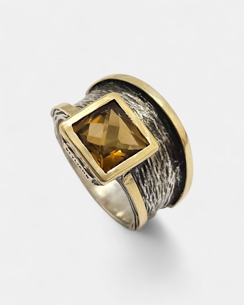 Sortija de plata y quarzo whisky